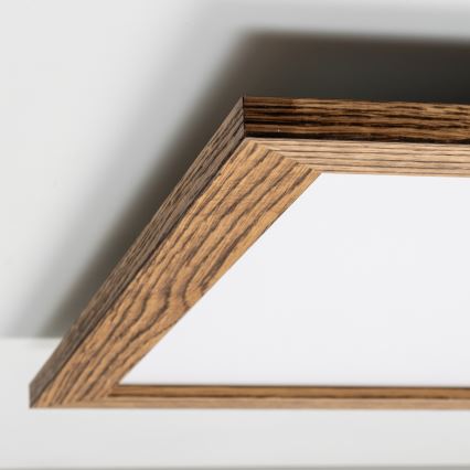 Eglo - LED RGB Dimbaar bevestigd lichtpaneel SALOBRENA-C WOOD LED/30,5W/230V 2700-6500K 64x64 cm bruin + afstandsbediening