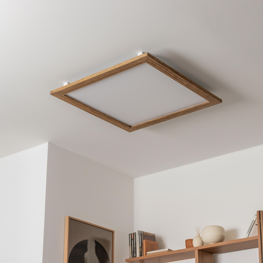 Eglo - LED RGB Dimbaar bevestigd lichtpaneel SALOBRENA-C WOOD LED/30,5W/230V 2700-6500K 64x64 cm bruin + afstandsbediening