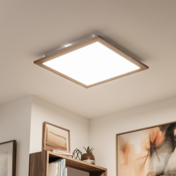 Eglo - LED RGBW Dimbaar bevestigd lichtpaneel SALOBRENA-C WOOD LED/34W/230V 2700-6500K 64x64 cm bruin + afstandsbediening