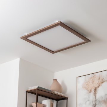 Eglo - LED RGBW Dimbaar bevestigd lichtpaneel SALOBRENA-C WOOD LED/34W/230V 2700-6500K 64x64 cm donkerbruin + afstandsbediening