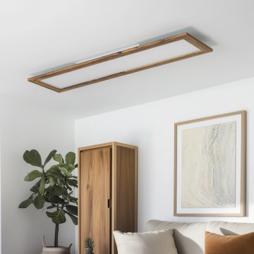 Eglo - LED RGBW Dimbaar lichtpaneel SALOBRENA-C WOOD LED/31W/230V 2700-6500K 34x124 cm bruin + afstandsbediening