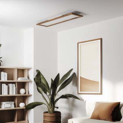 Eglo - LED RGBW Dimbaar opbouwpaneel SALOBRENA-C WOOD LED/34W/230V 2700-6500K 34x124 cm bruin + afstandsbediening