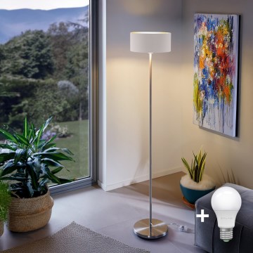 Eglo - LED  Staande Lamp TUNJA 1xE27/60W/230V mat chroom/wit