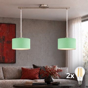 Eglo - LED Suspension sur câble TUNJA 2xE27/60W/230V chrome mat/vert