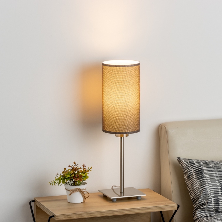 Eglo - LED Tafellamp TUNJA 1xE27/60W/230V 26,5 cm mat chroom/bruin