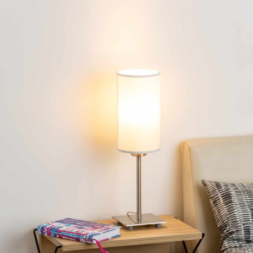 Eglo - LED Tafellamp TUNJA 1xE27/60W/230V 26,5 cm mat chroom/wit