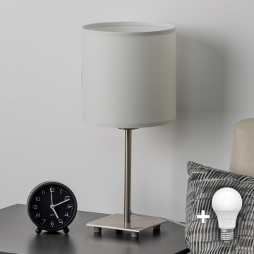 Eglo - LED Tafellamp TUNJA 1xE27/60W/230V 26,5 cm mat chroom/wit