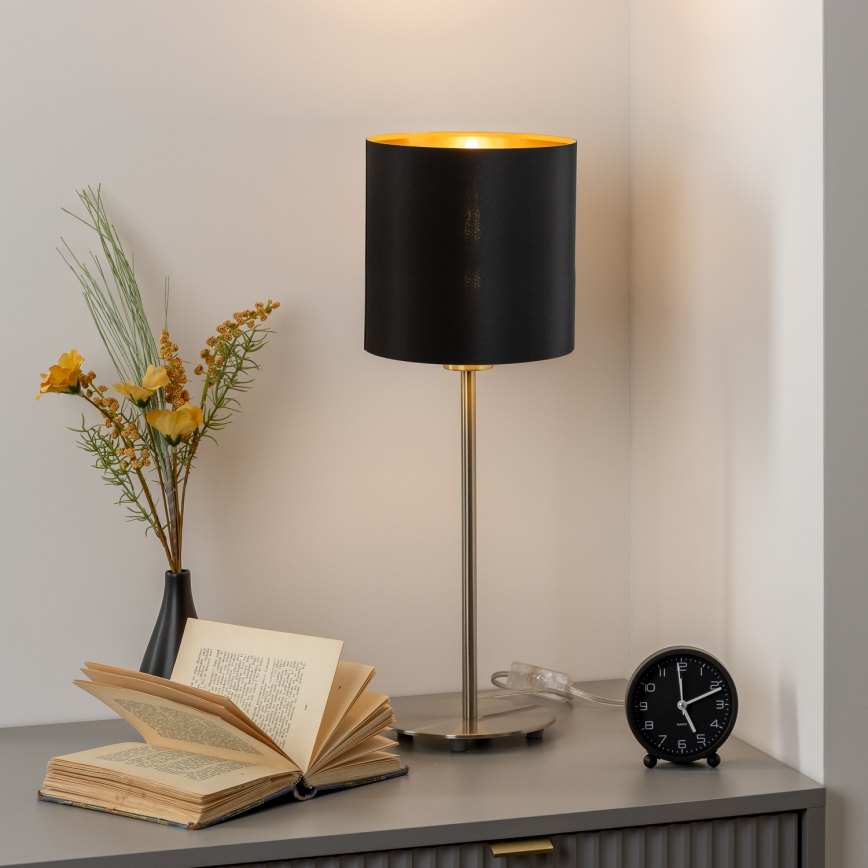 Eglo - LED Tafellamp TUNJA 1xE27/60W/230V 38,5 cm mat chroom/zwart