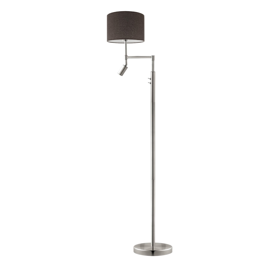 Eglo - LED vloerlamp TUNJA 1xE27/60W/230V + LED/2,1W Ø 30 cm mat chroom/bruin
