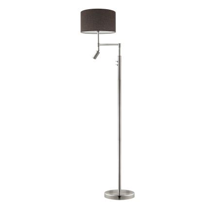 Eglo - LED Vloerlamp TUNJA 1xE27/60W/230V + LED/2,1W Ø 38 cm mat chroom/bruin
