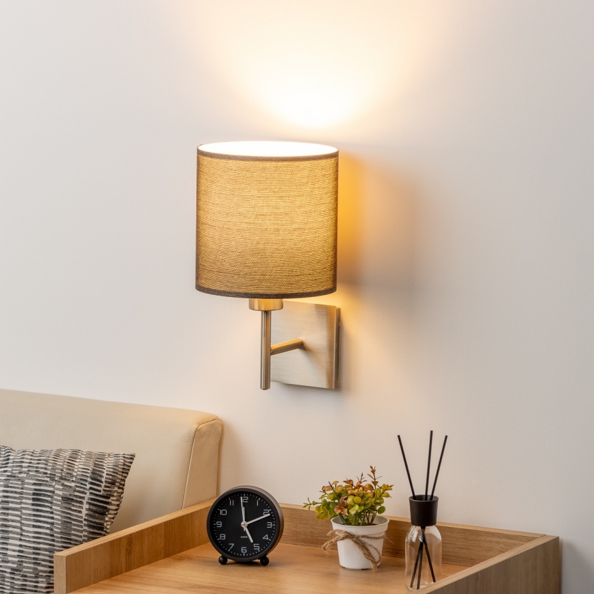 Eglo - LED wand verlichting TUNJA 1xE27/60W/230V mat chroom/bruin