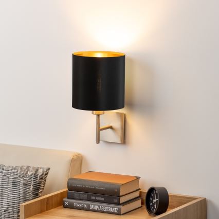 Eglo - LED wand verlichting TUNJA 1xE27/60W/230V mat chroom/zwart