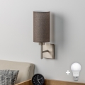 Eglo - LED Wandlamp TUNJA 1xE27/60W/230V mat chroom/bruin