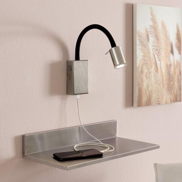 Eglo - LED Wandspot met USB-oplader 1xLED/3,5W/230V mat chroom