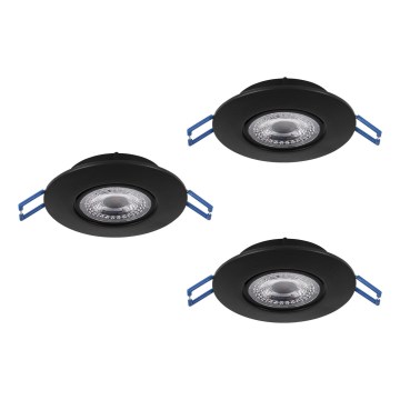 Eglo - Lot de 3 spots encastrés LED/4,9W/230V 2700/4000/6500K Ø 9 cm noir