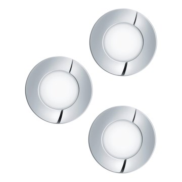 Eglo - Lot de 3 spots encastrés LED pour salle de bains FUEVA LED/2,8W/230V IP44 chrome brillant Ø 8,5 cm