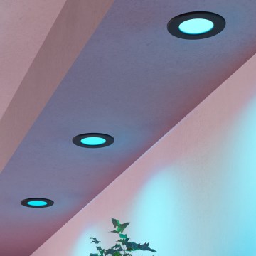 Eglo - Lot de 3 spots LED RGBW encastrables pour salle de bains, dimmables, LED 2,8 W, 230 V, 2700–6500 K, Ø 8,8 cm, IP44, noir