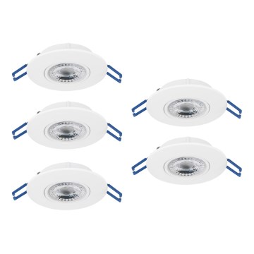 Eglo - Lot de 5 spots encastrés LED/4,9W/230V 2700/4000/6500K Ø 9 cm blanc
