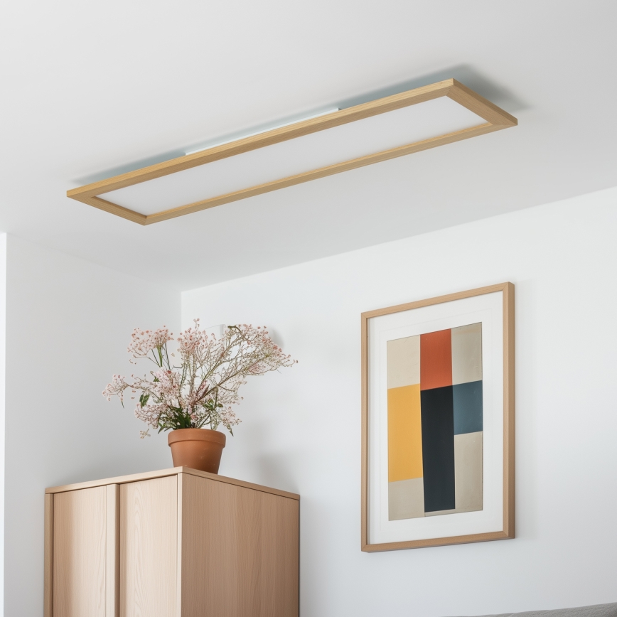 Eglo - Panneau LED RGBW dimmable en applique SALOBRENA-C WOOD LED/34W/230V 2700-6500K 34x124 cm marron + télécommande