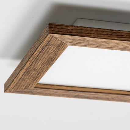 Eglo - Plafonnier LED RGBW dimmable en saillie SALOBRENA-C WOOD LED/16W/230V 2700-6500K 34x34 cm brun + télécommande