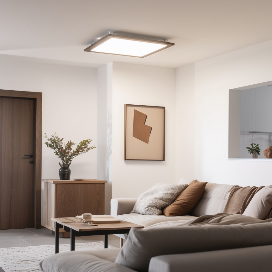 Eglo - Panneau RGB en saillie à intensité variable SALOBRENA-C WOOD LED/30,5W/230V 2700-6500K 64x64 cm marron foncé + télécommande