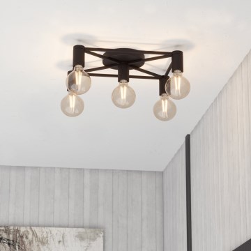 Eglo - Plafondlamp 5xE27/40W/230V zwart
