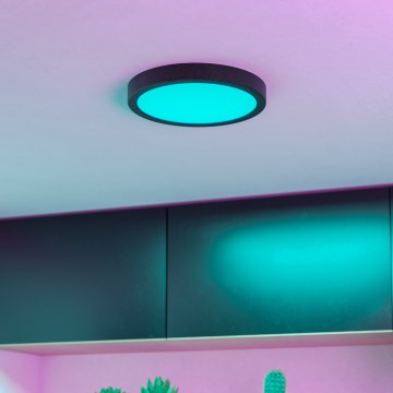 Eglo - Plafonnier de salle de bains LED RGBW dimmable, 11,2 W / 230 V, 2700–6500 K, Ø 21,1 cm, IP44, noir