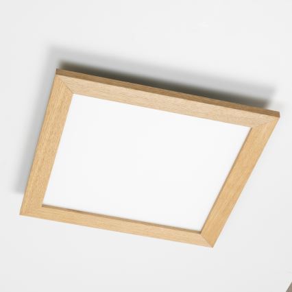 Eglo - panneau LED RGB dimmable à montage en surface SALOBRENA-C WOOD LED/24W/230V 2700-6500K 49,5x49,5 cm marron + télécommande