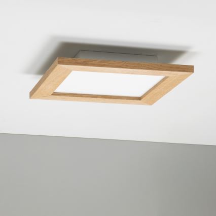 Eglo - Plafonnier LED RGBW dimmable en saillie SALOBRENA-C WOOD LED/16W/230V 2700-6500K 34x34 cm marron + télécommande