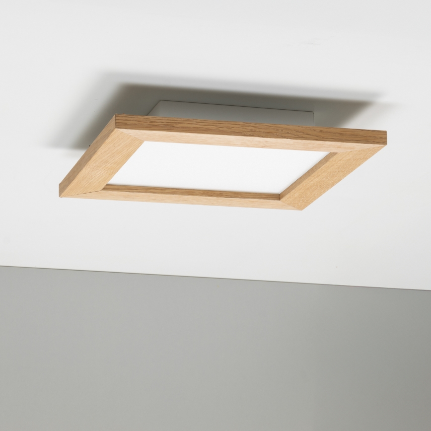 Eglo - Plafonnier LED RGBW dimmable en saillie SALOBRENA-C WOOD LED/16W/230V 2700-6500K 34x34 cm marron + télécommande