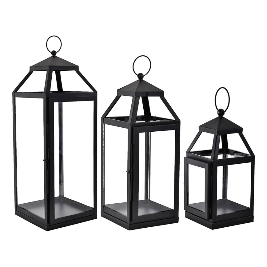 Eglo - SET 3x Lantern 56/41/25 cm zwart