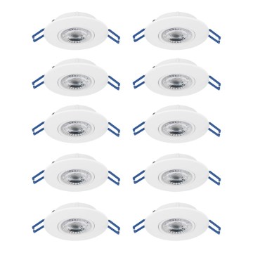 Eglo - Set van 10 LED-inbouwspots LED/4,9W/230V 2700/4000/6500K Ø 9 cm wit