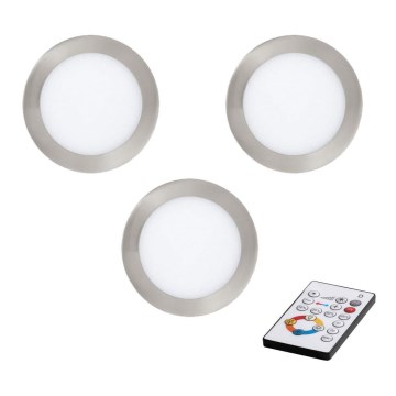 Eglo - SET van 3 dimbare LED inbouwspots TINUS LED/6W/230V + afstandsbediening