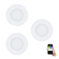 Eglo - Set van 3 dimbare RGB LED-inbouwspots FUEVA-C LED/3W/230V Ø 8,5 cm