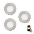 Eglo - Set van 3 dimbare RGB LED-inbouwspots FUEVA-C LED/3W/230V Ø 8,5 cm