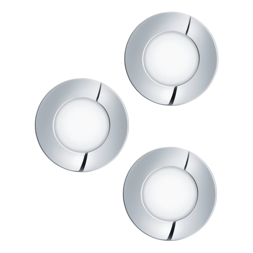 Eglo - set van 3 LED-badkamer inbouwspots FUEVA 1x LED/2,8W/230V IP44 glanzend chroom Ø 8,5 cm