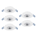 Eglo - Set van 5 LED-inbouwspots LED/4,9W/230V 2700/4000/6500K Ø 9 cm wit