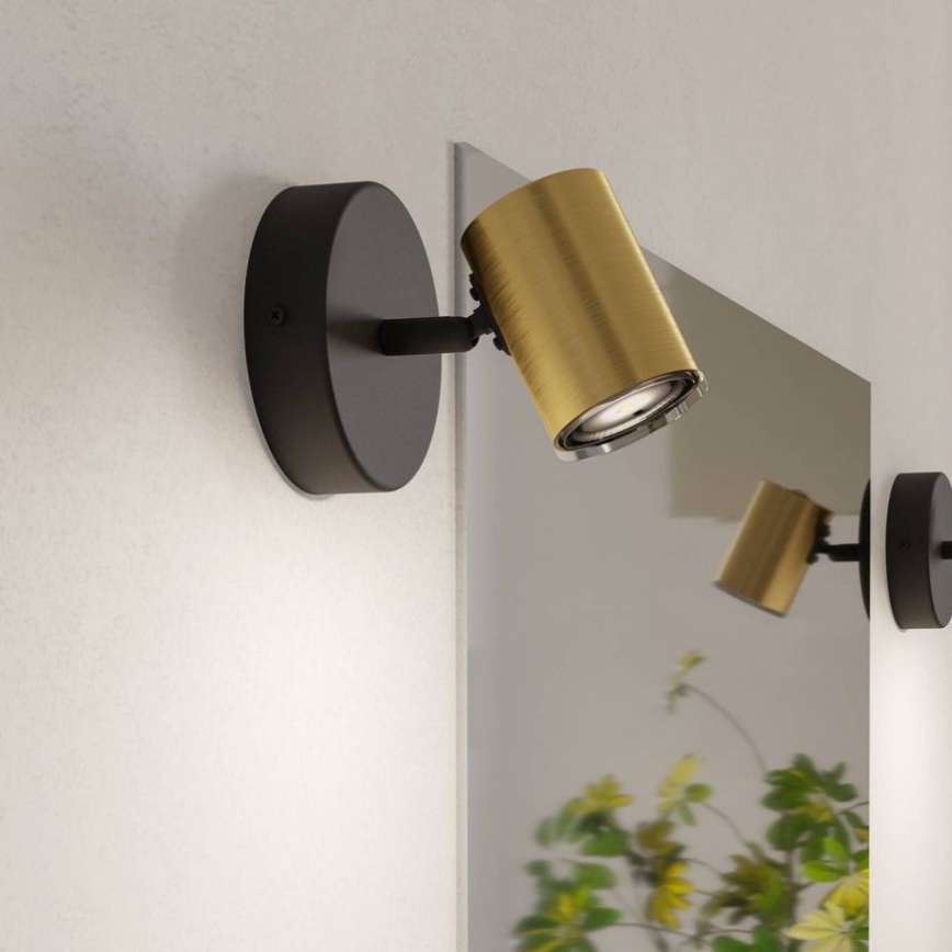Eglo - Spot mural pour salle de bains 1xGU10/5W/230V IP44 noir/doré