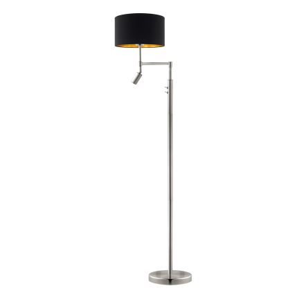 Eglo - Staande LED Lamp TUNJA 1xE27/60W/230V + LED/2,1W diameter 38 cm mat chroom/zwart