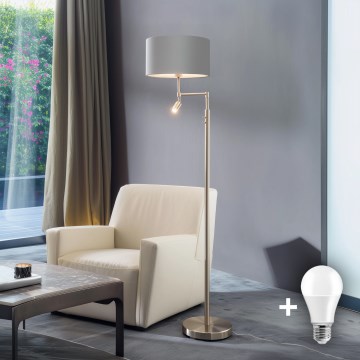 Eglo - Staande LED Lamp TUNJA 1xE27/60W/230V + LED/2,1W diameter 38 cm mat chroom/grijs