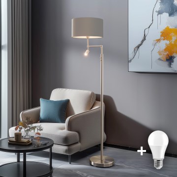 Eglo - Staande LED Lamp TUNJA 1xE27/60W/230V + LED/2,1W diameter 38 cm mat chroom/taupe