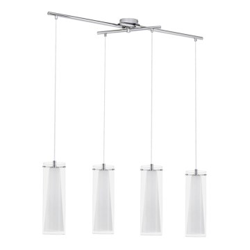 Eglo - Suspension 4xE27/60W verre opale blanc