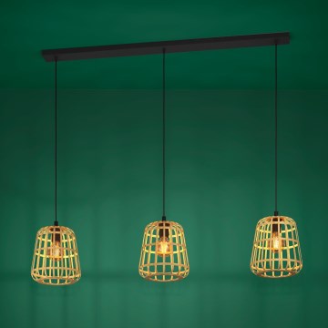 Eglo - Suspension filaire 3xE27/40W/230V bambou