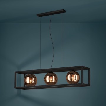 Eglo - Suspension filaire 3xE27/40W/230V cuivre/noir
