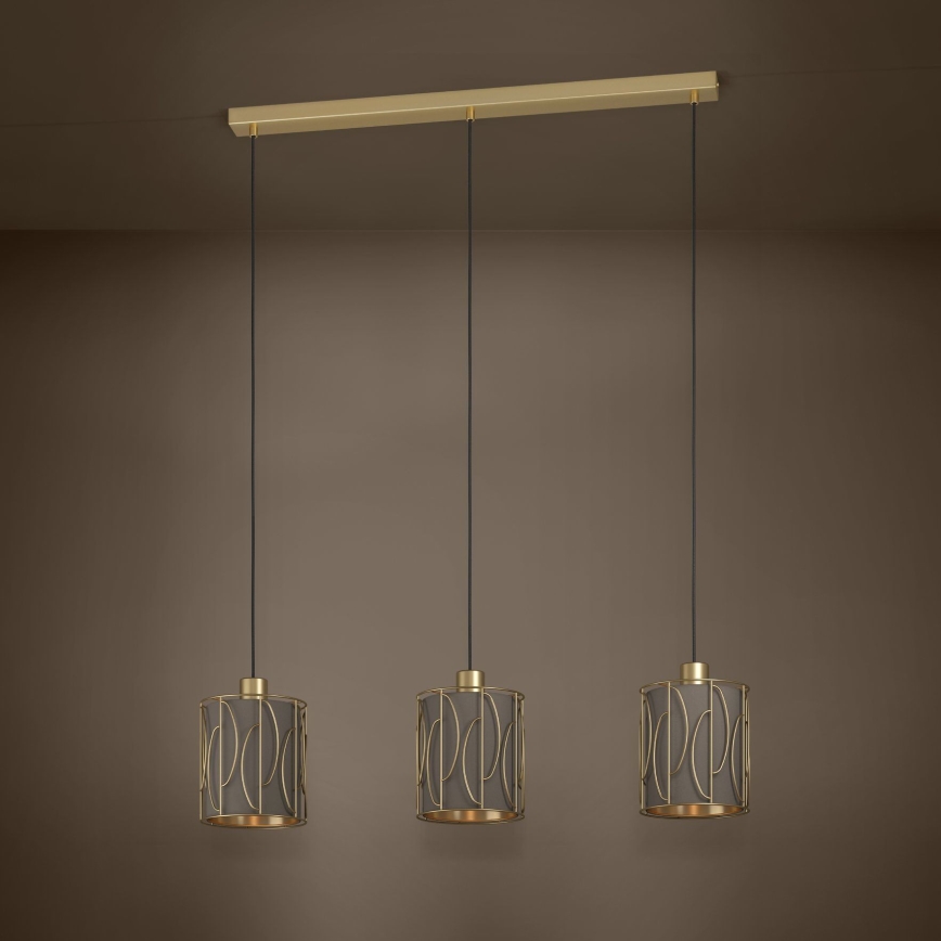 Eglo - Suspension filaire 3xE27/40W/230V doré/marron