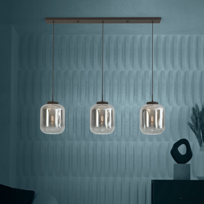 Eglo - Suspension filaire 3xE27/40W/230V fumé