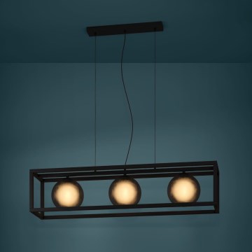 Eglo - Suspension filaire 3xE27/40W/230V fumé/noir