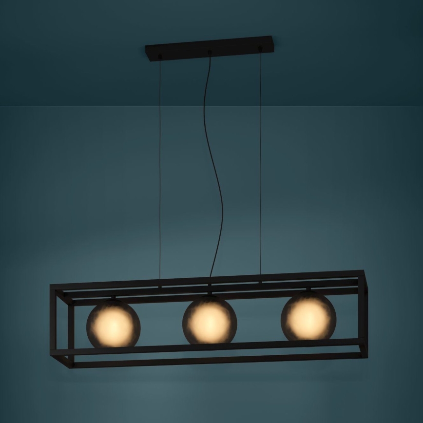 Eglo - Suspension filaire 3xE27/40W/230V fumé/noir