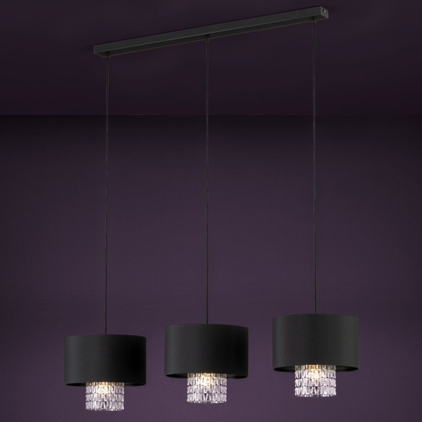 Eglo - Suspension filaire 3xE27/40W/230V noir