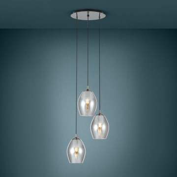 Eglo - Suspension filaire 3xE27/60W/230V fumé